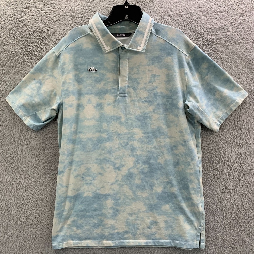 Radmor Polo Shirt Mens Size Large Golf Pima Cotton Blue White